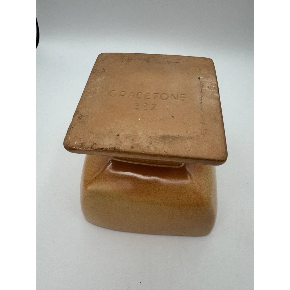 Vintage Frankoma Gracetone Square Pedestal Vase Planter Brown Rare
